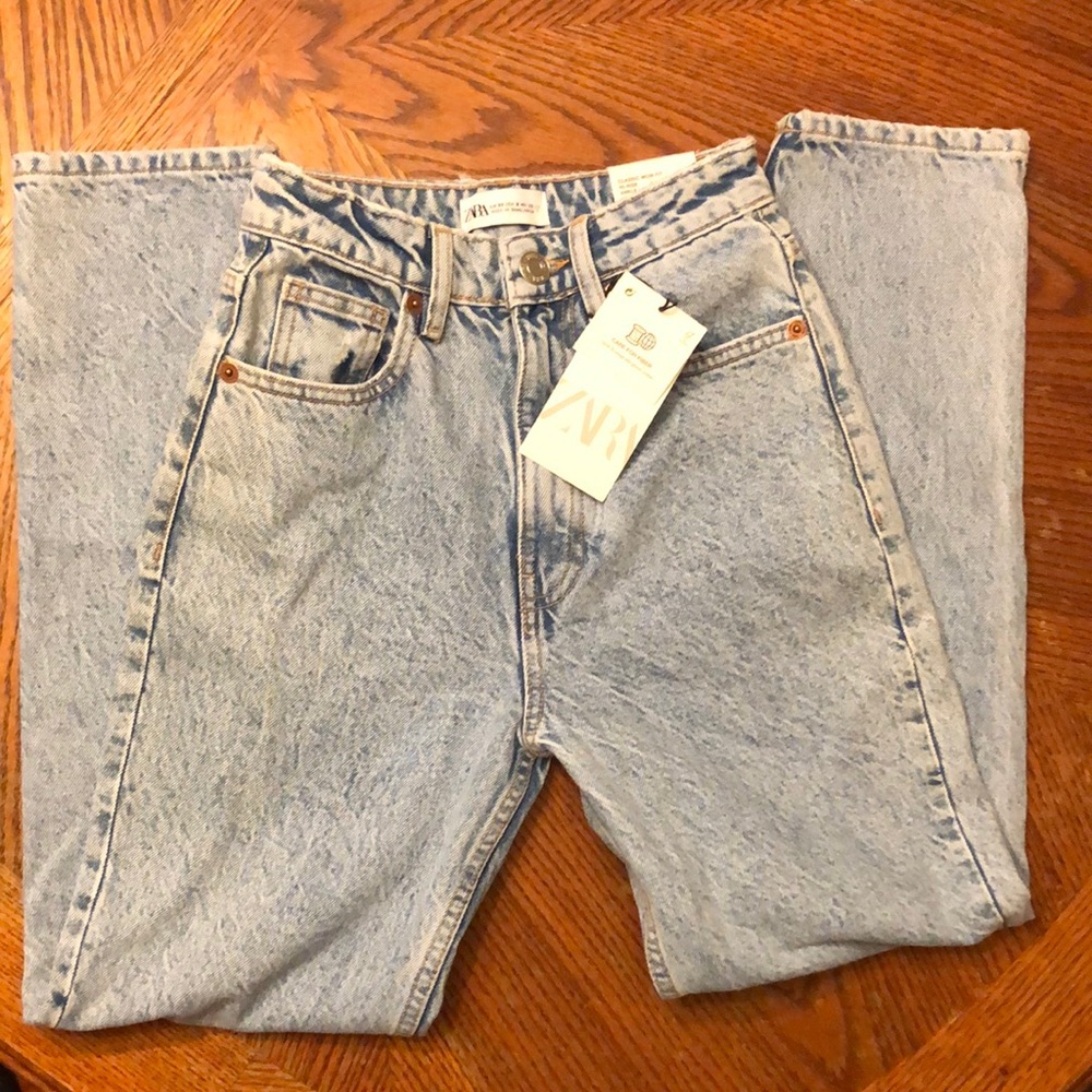 NWT Zara Classic Mom Fit Y2K Acid Wash Sz 00